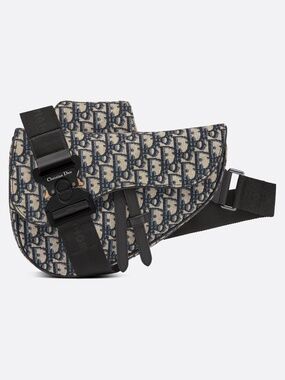 DIOR Saddle Bag Beige And Black Dior Oblique Jacquard
